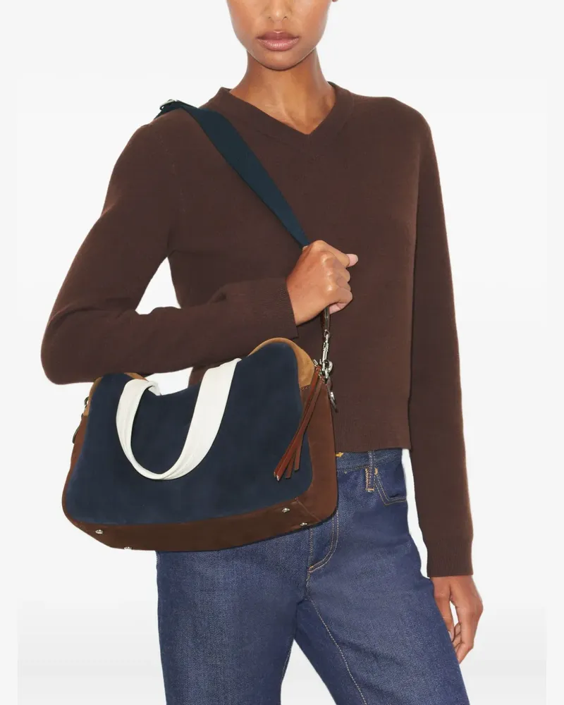 Tory Burch colorblock suede satchel bag - Blau Blau