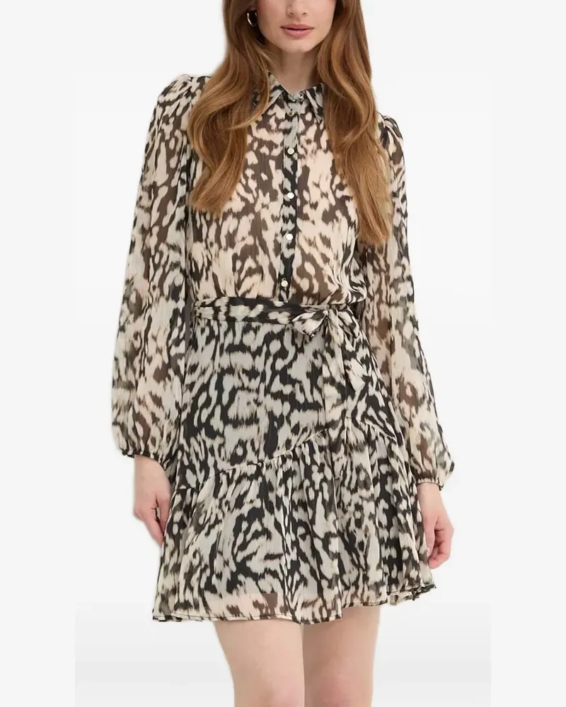Morgan animal-print ruffled mini dress - Nude Nude