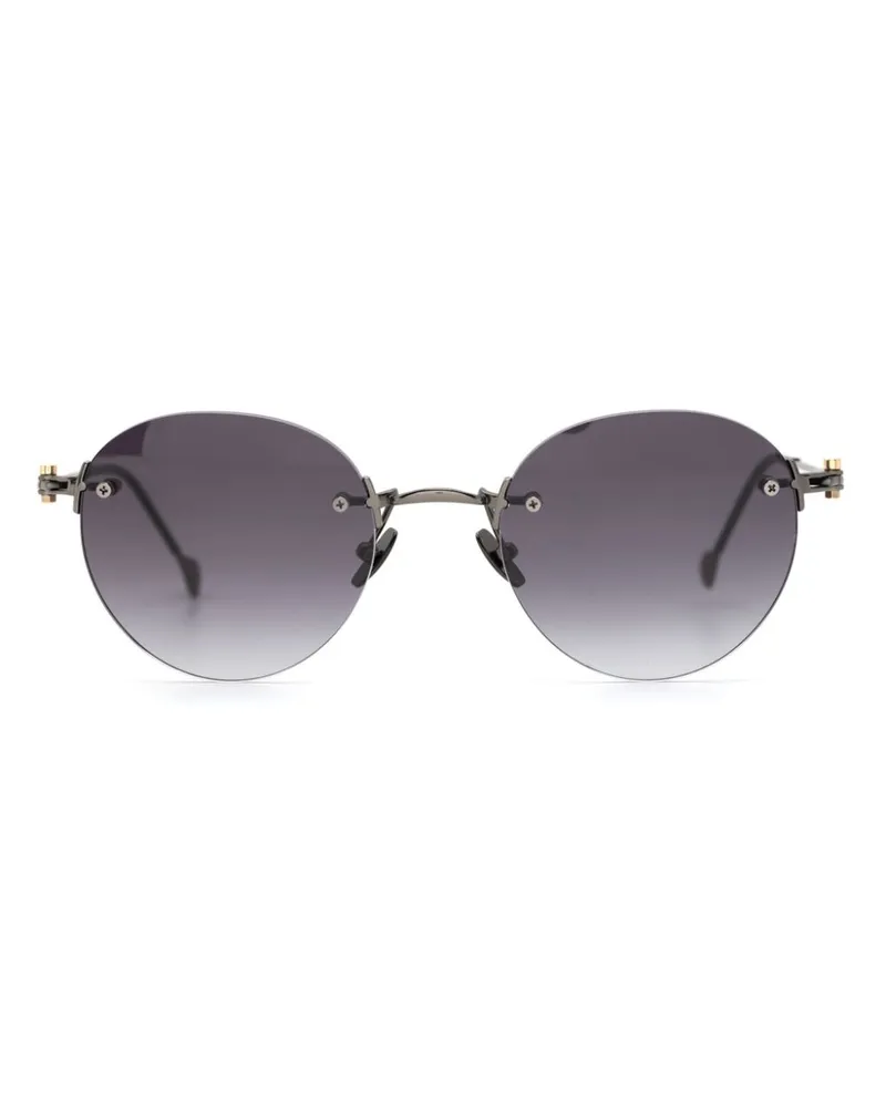 Yohji Yamamoto Sonnenbrille mit rundem Gestell - Schwarz Schwarz