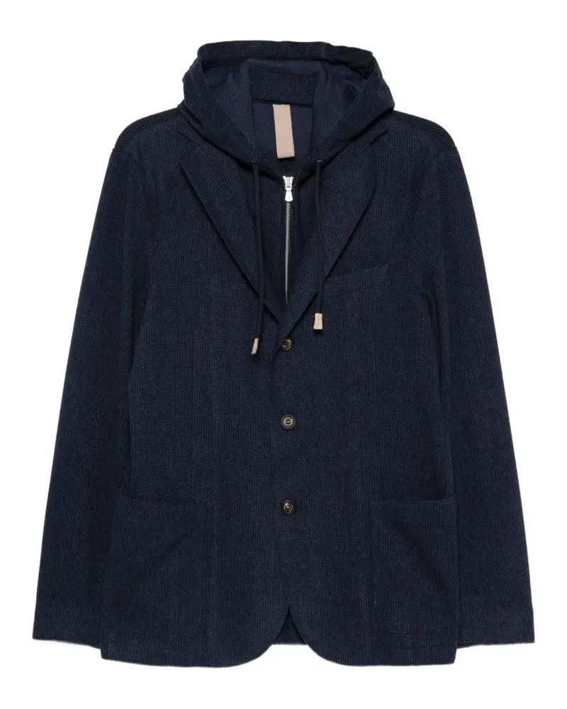 Eleventy Kapuzenjacke aus Waffelstrick - Blau Blau