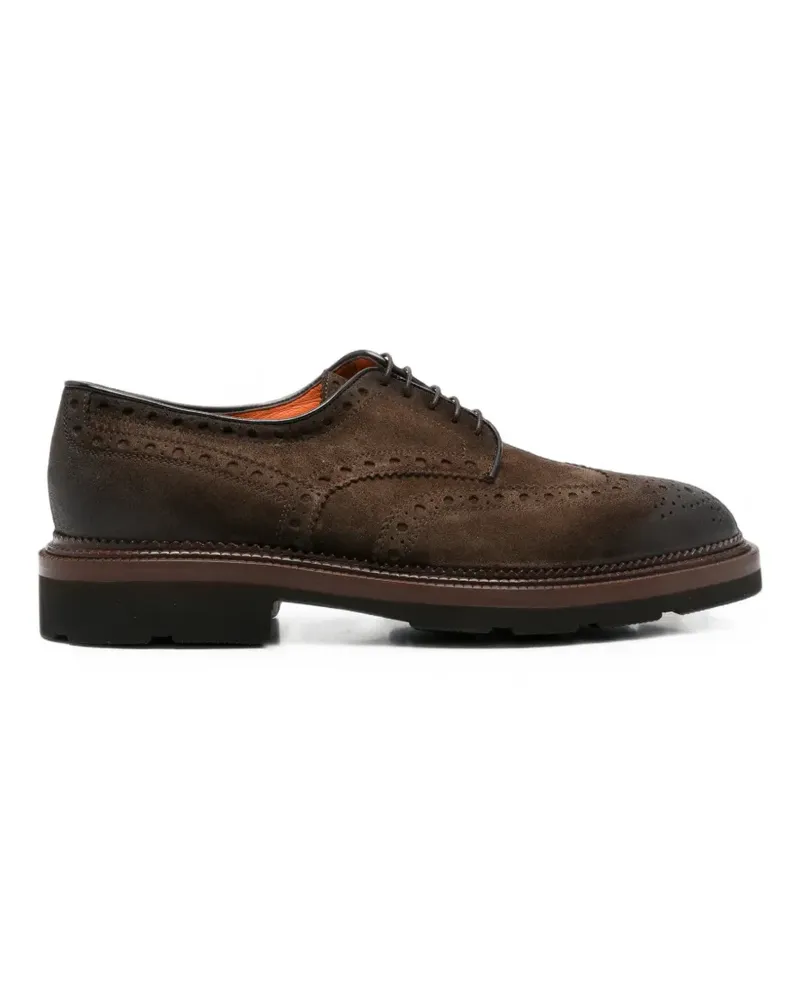 Santoni brogue-detail suede lace-up shoes - Braun Braun