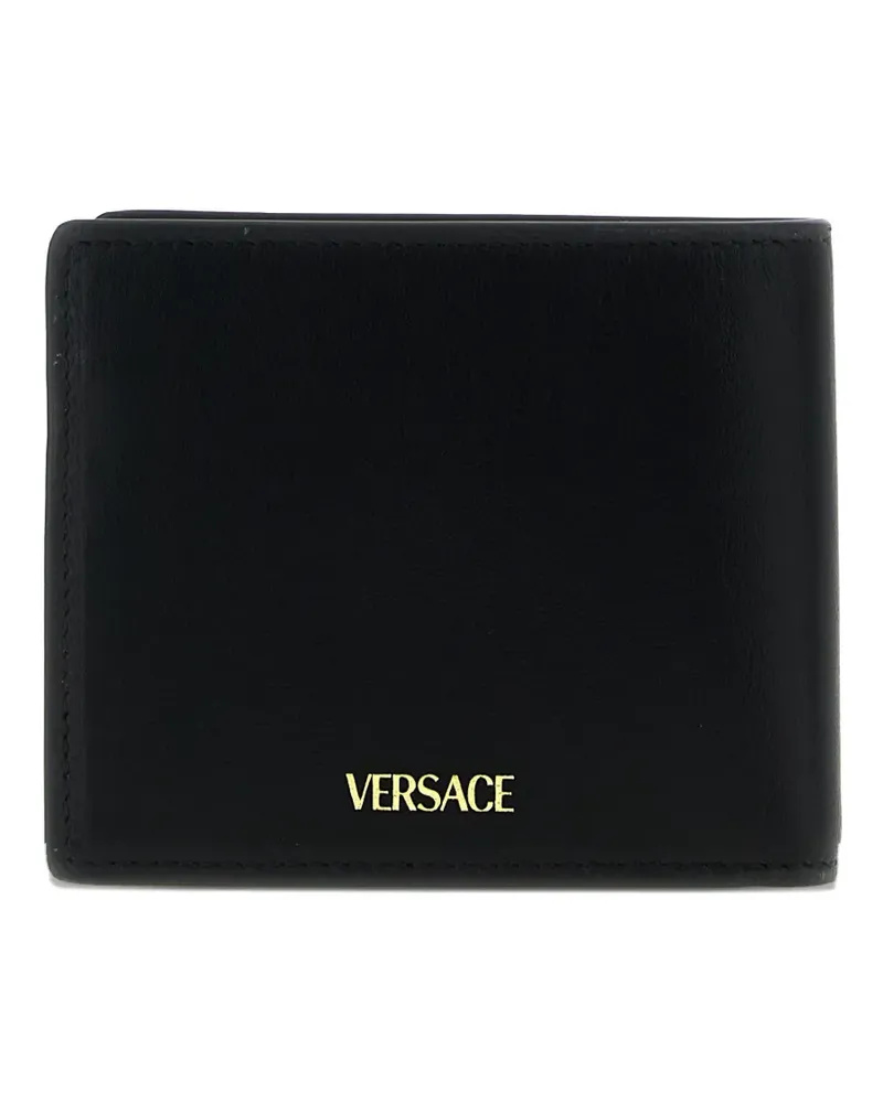 Versace V-logo metal leather wallet - Schwarz Schwarz