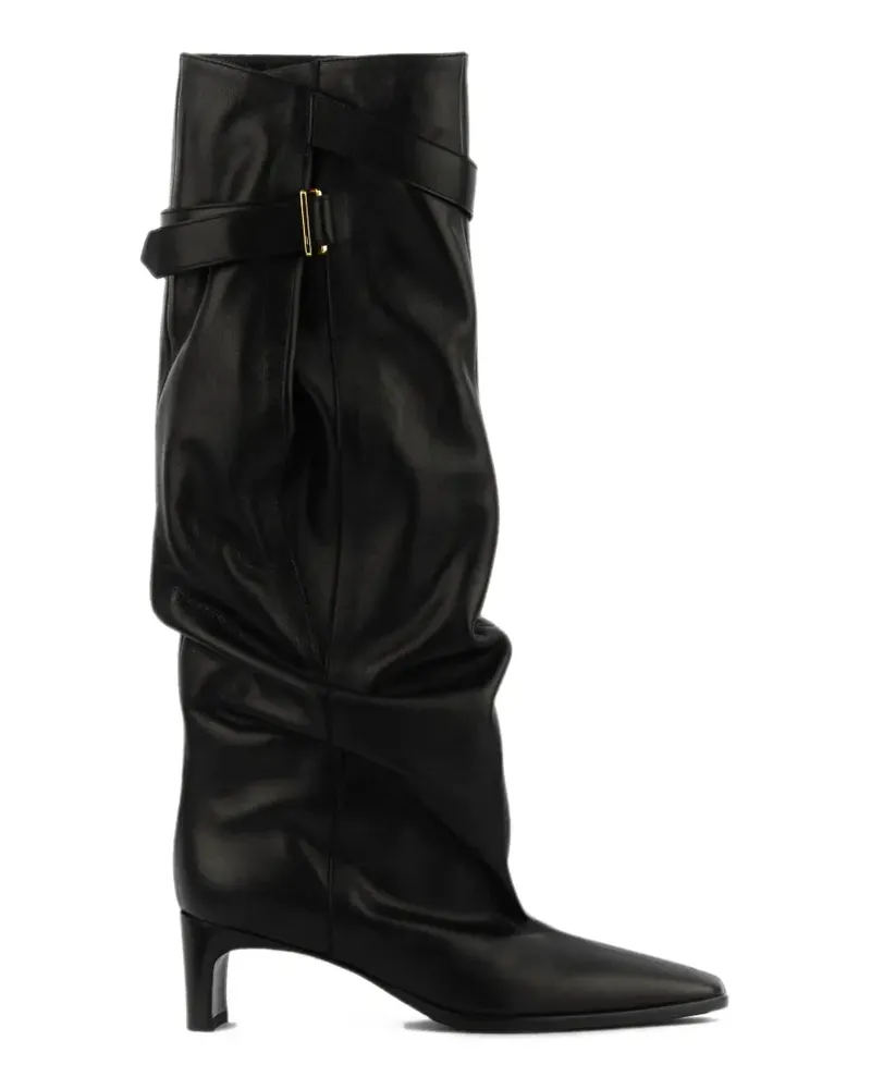 Elena Iachi Stiefel mit lockerem Schaft und Schnalle - Schwarz Schwarz