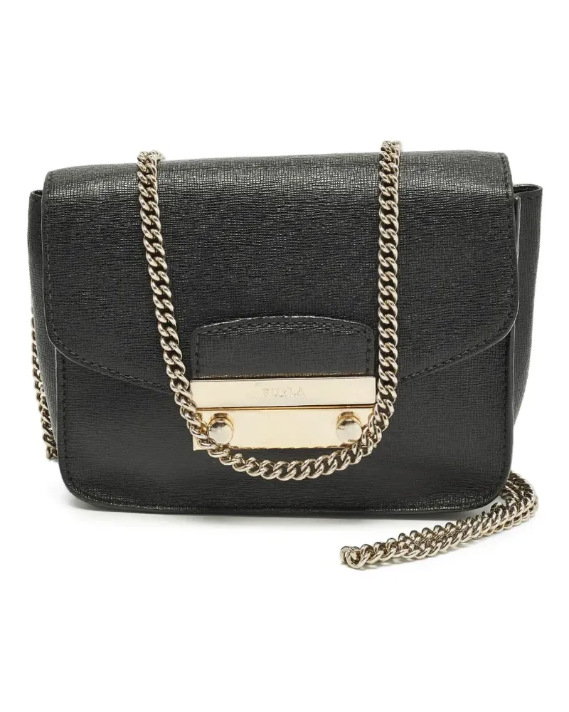 Furla Metropolis Umhängetasche mit Push-Lock - Schwarz Schwarz