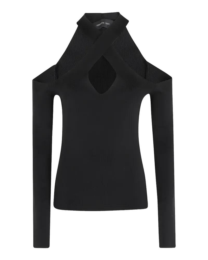 Federica Tosi cold-shoulder criss-cross top - Schwarz Schwarz