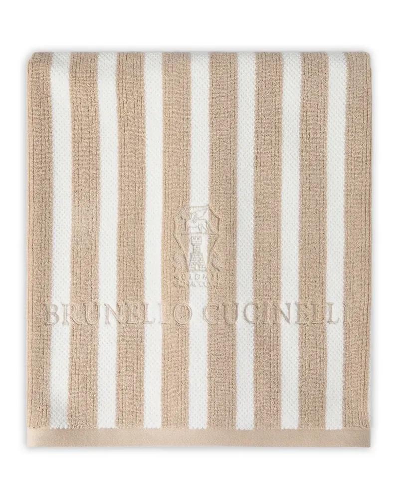 Brunello Cucinelli Gestreiftes Badetuch mit Stickerei - Nude Nude