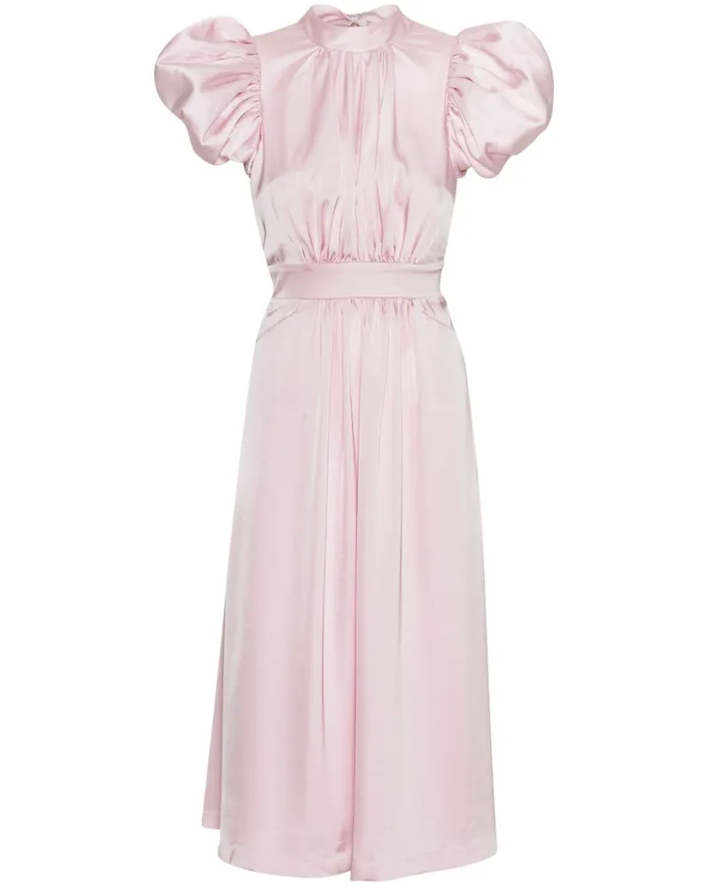 ROTATE Birger Christensen Midikleid mit Puffärmeln - Rosa Rosa