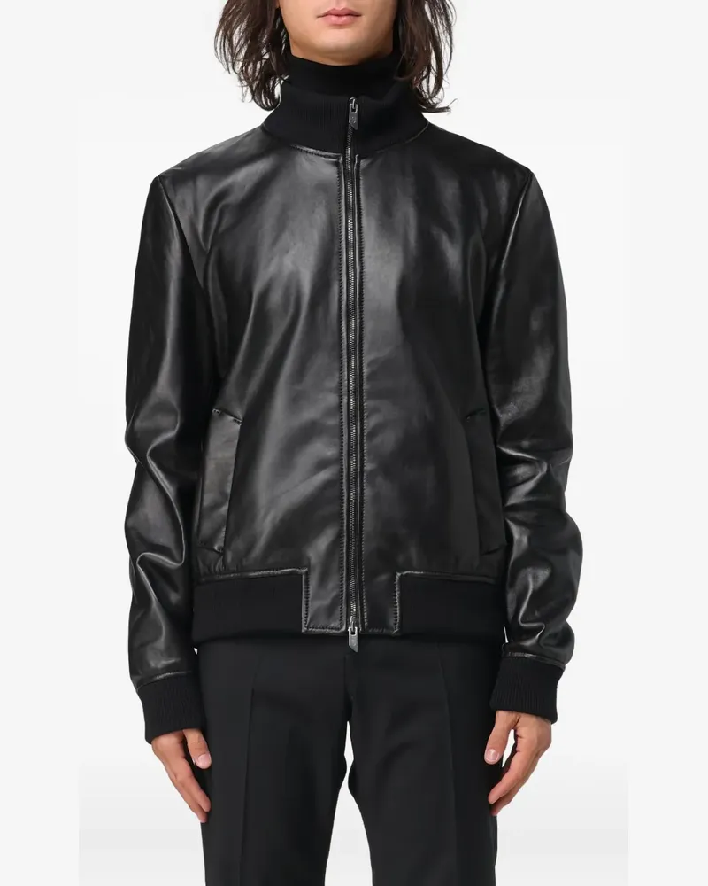 Salvatore Santoro zip leather jacket - Schwarz Schwarz