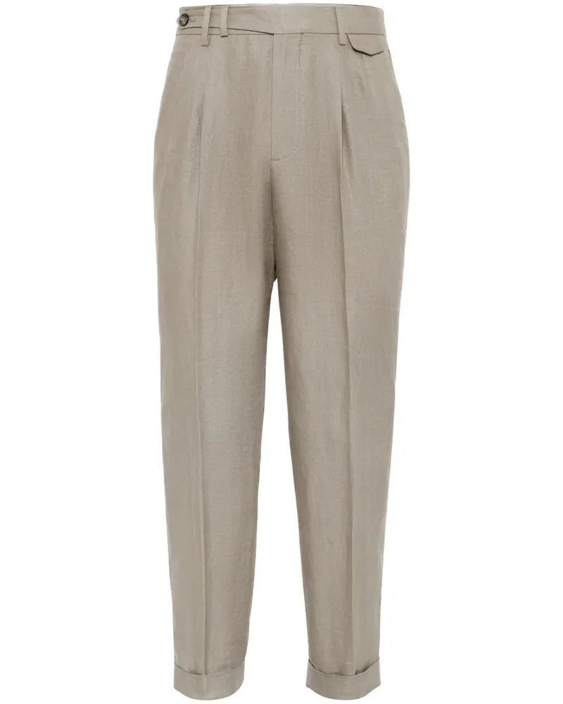 Brunello Cucinelli Straight-Leg-Hose aus Leinen - Grün Grün