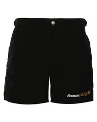 Alexander McQueen Badeshorts mit Logo-Stickerei Schwarz