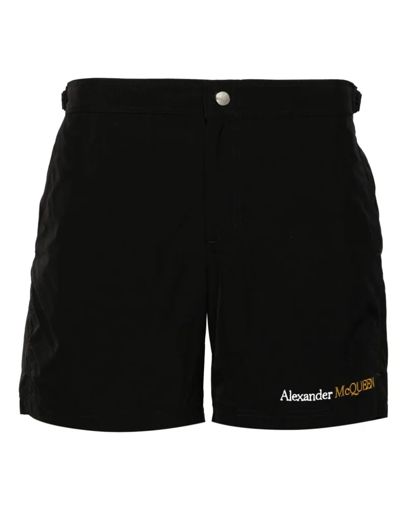 Alexander McQueen Badeshorts mit Logo-Stickerei - Schwarz Schwarz