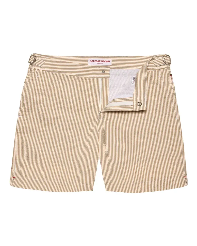 Orlebar Brown Bulldog seersucker-stripe swim shorts - Nude Nude