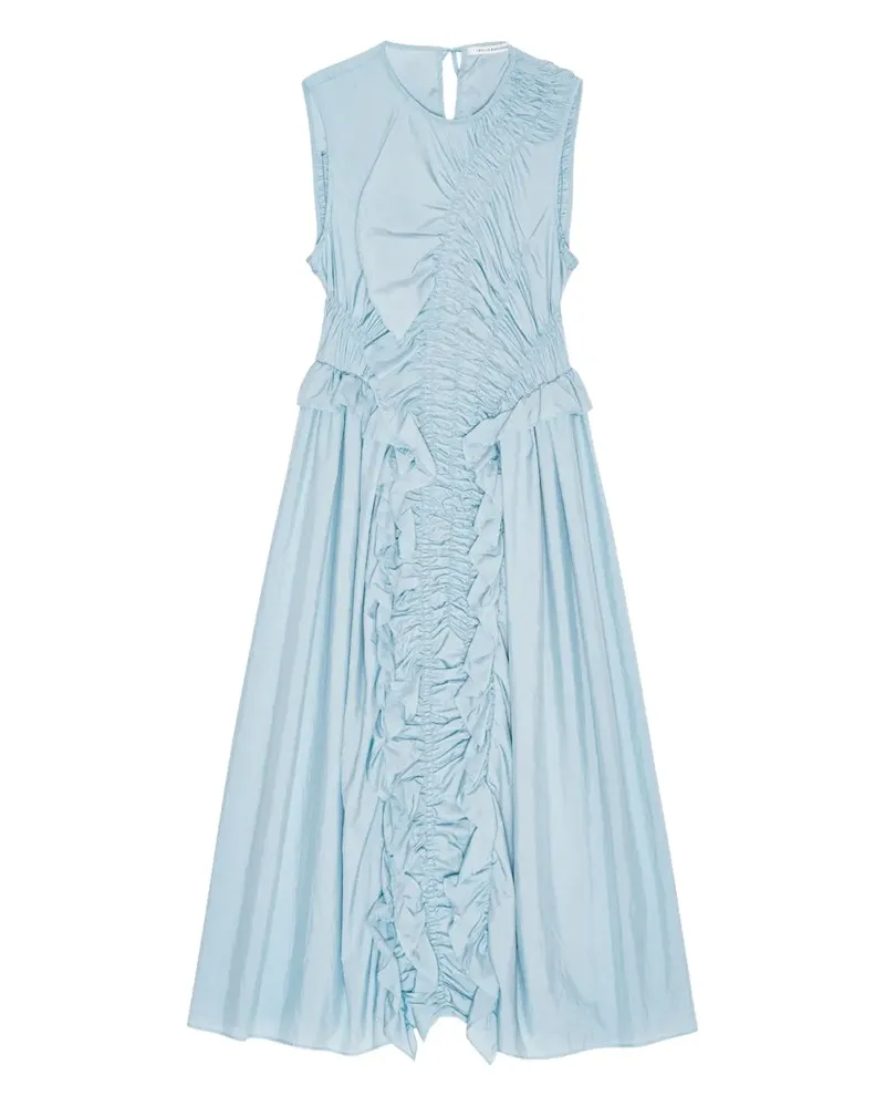 Cecilie Bahnsen Gerafftes Ole Kleid mit Rüschen - Blau Blau