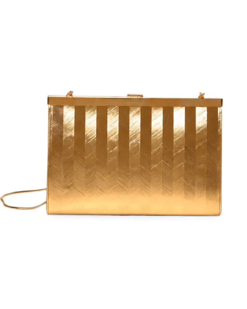Alberta Ferretti chevron-engraved frame clutch bag - Gold Gold
