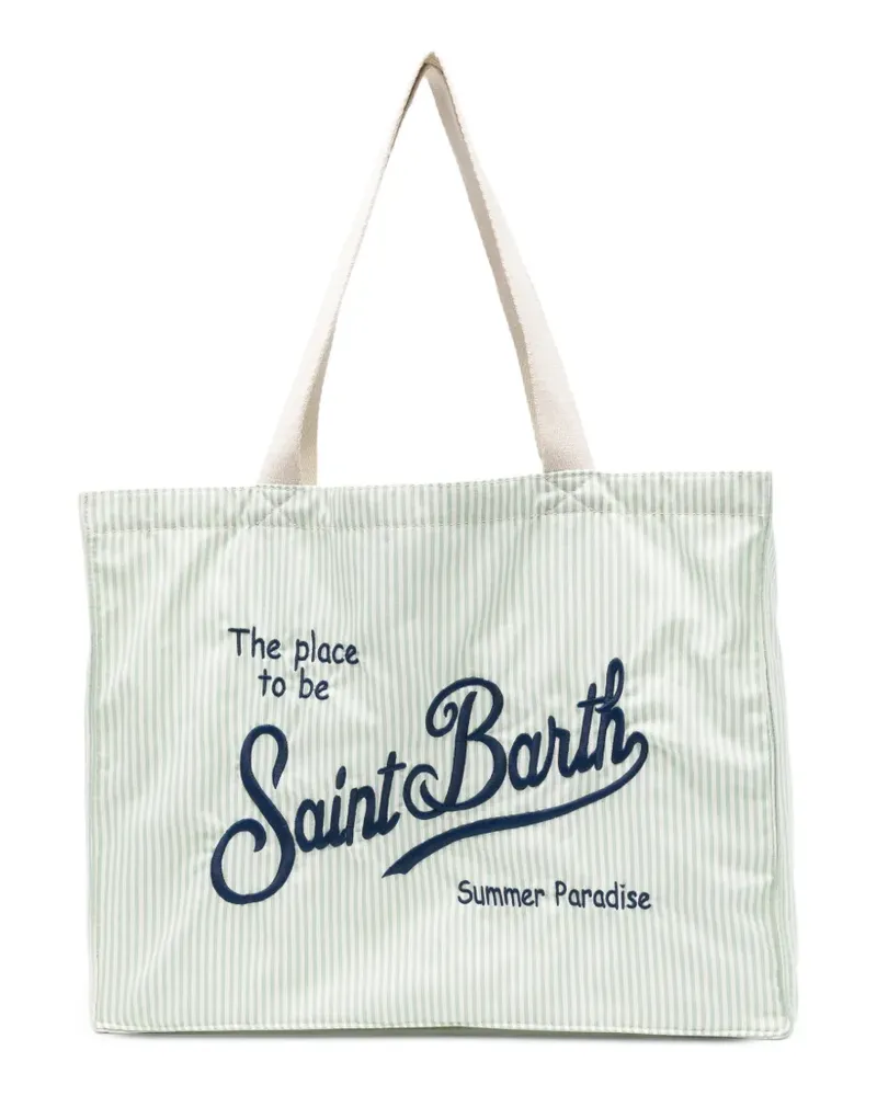 MC2 Saint Barth Gestreifter Essential Tote Bag mit Logo-Stickerei - Grün Grün