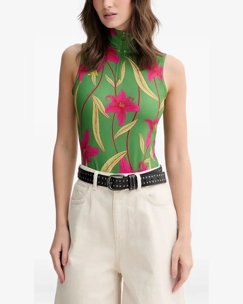 adidas x Farm Rio floral-print sleeveless bodysuit - Grün Grün