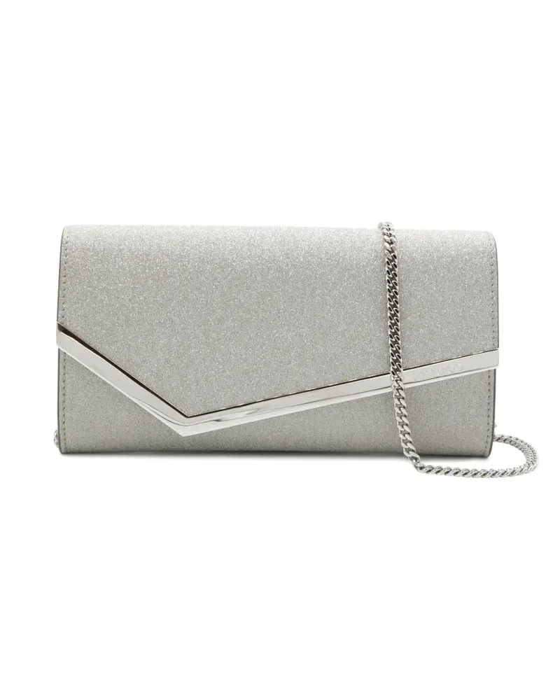 Jimmy Choo Emmie glitter-finish clutch bag - Silber Silber