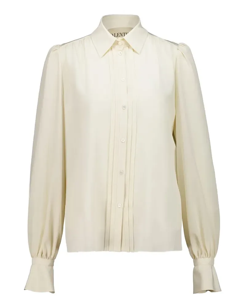 Valentino Garavani pintuck-detail puff-sleeve blouse - Nude Nude