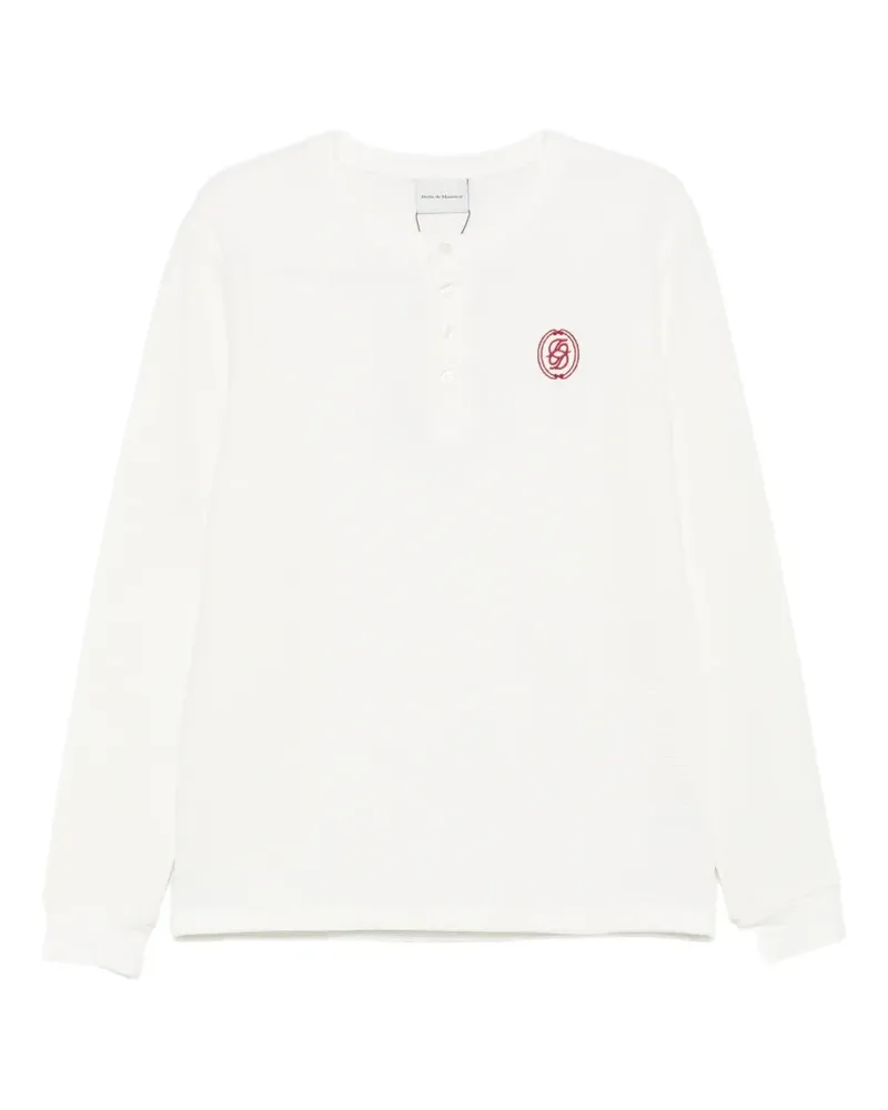 Drôle de Monsieur Mirror waffle-knit long-sleeve T-shirt - Weiß Weiß