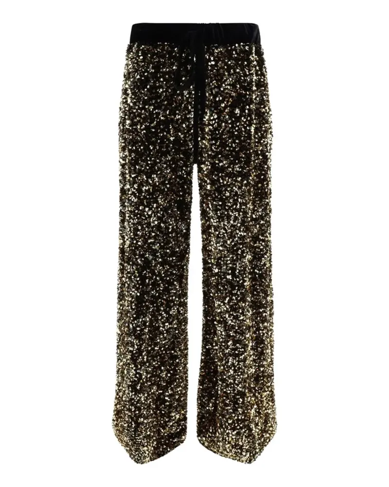 Ella sequin-embellished wide-leg trousers - Gold Gold