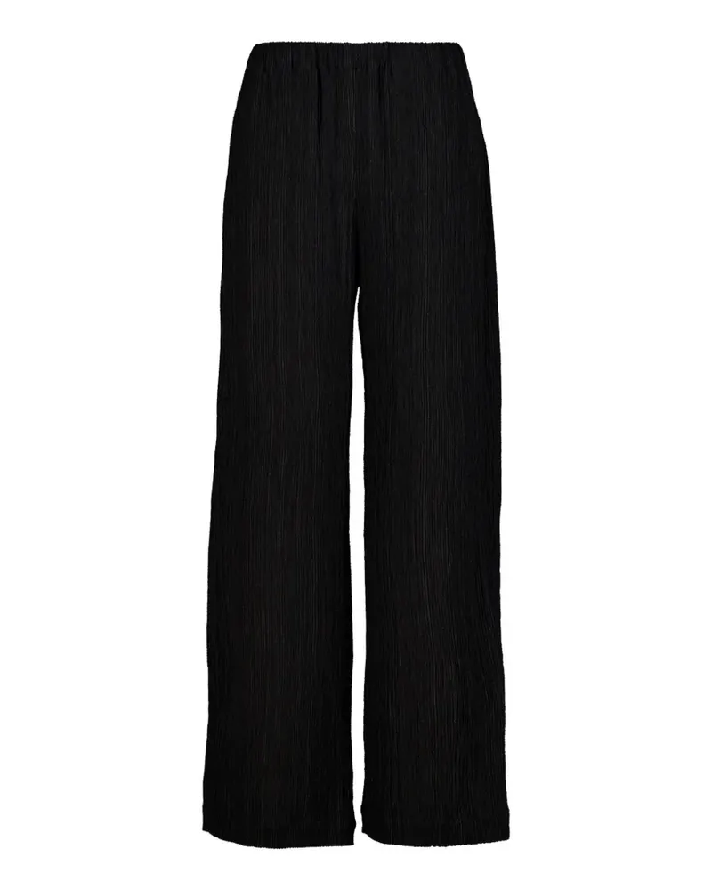 120% Lino Palazzohose in Knitteroptik - Schwarz Schwarz