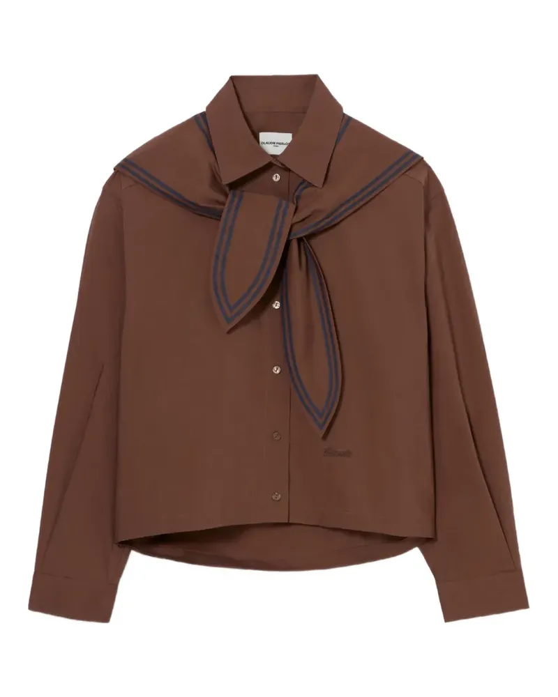 Claudie Pierlot Cropped-Hemd mit Schleifendetail - Braun Braun