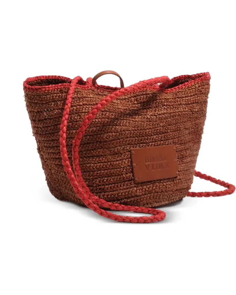 BIMBA Y LOLA Kleine Schultertasche mit Flechtriemen - Braun Braun