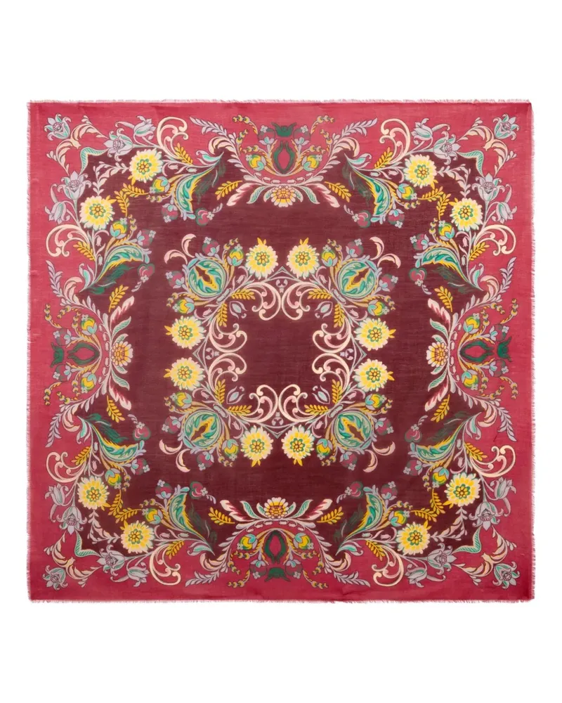 Etro Fransenschal mit Blumenmuster - Rot Rot