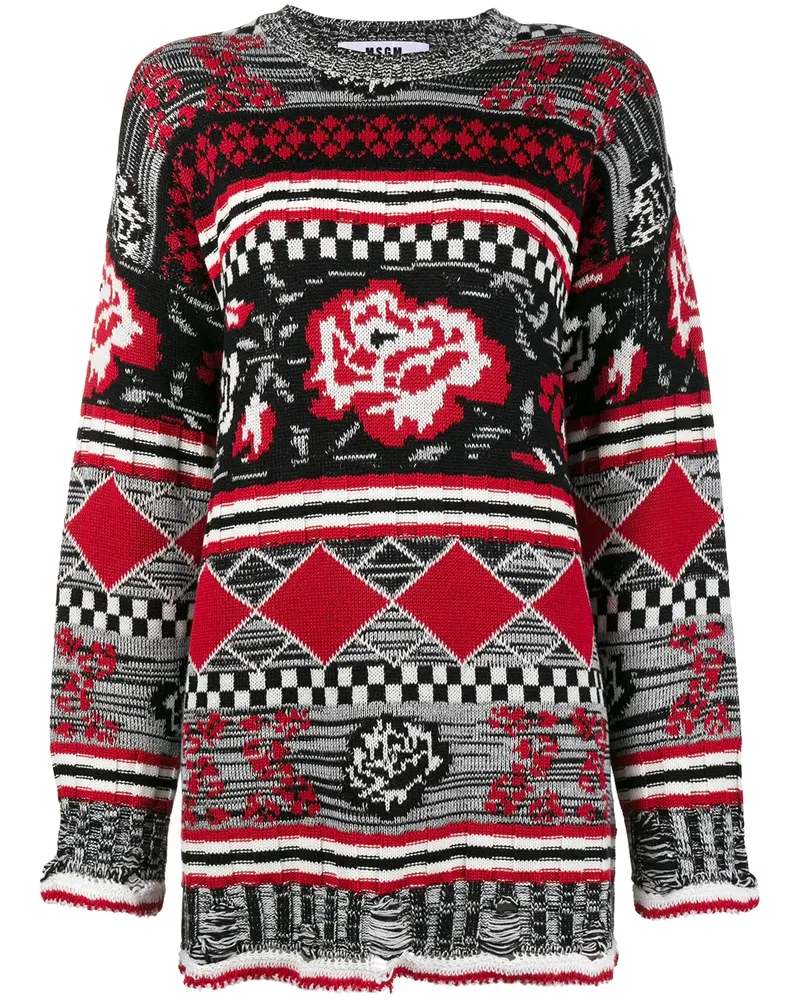 MSGM Oversized-Pullover mit Mustermix - Rot Rot