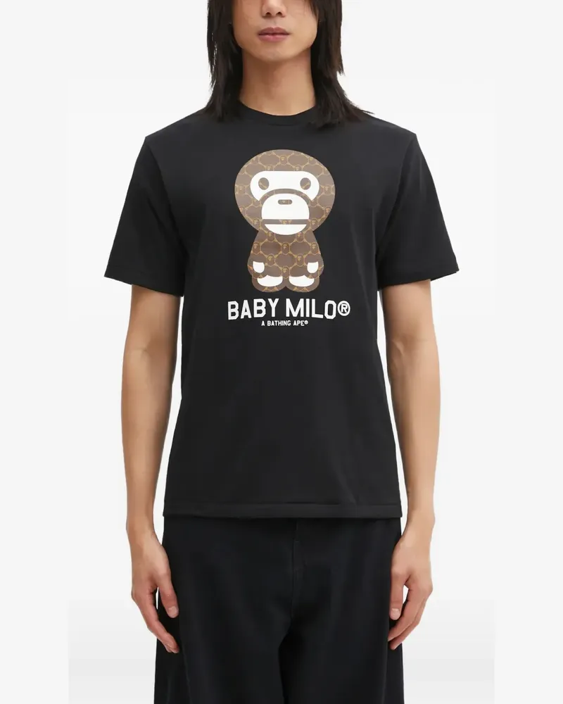 BAPE Kurzärmeliges T-Shirt mit grafischem Print - Schwarz Schwarz