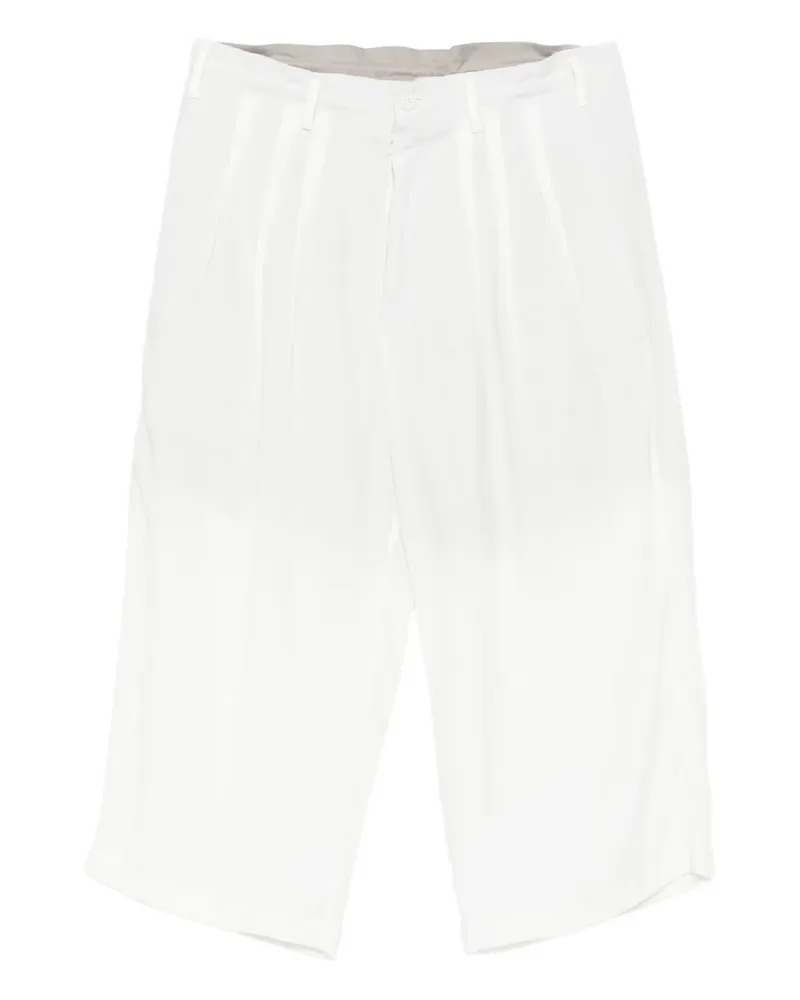 Yohji Yamamoto Cropped-Hose mit Bundfalten - Weiß Weiß
