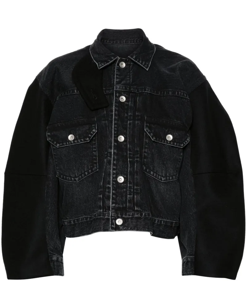 Sacai Jeansjacke mit Kontrasteinsätzen - Schwarz Schwarz