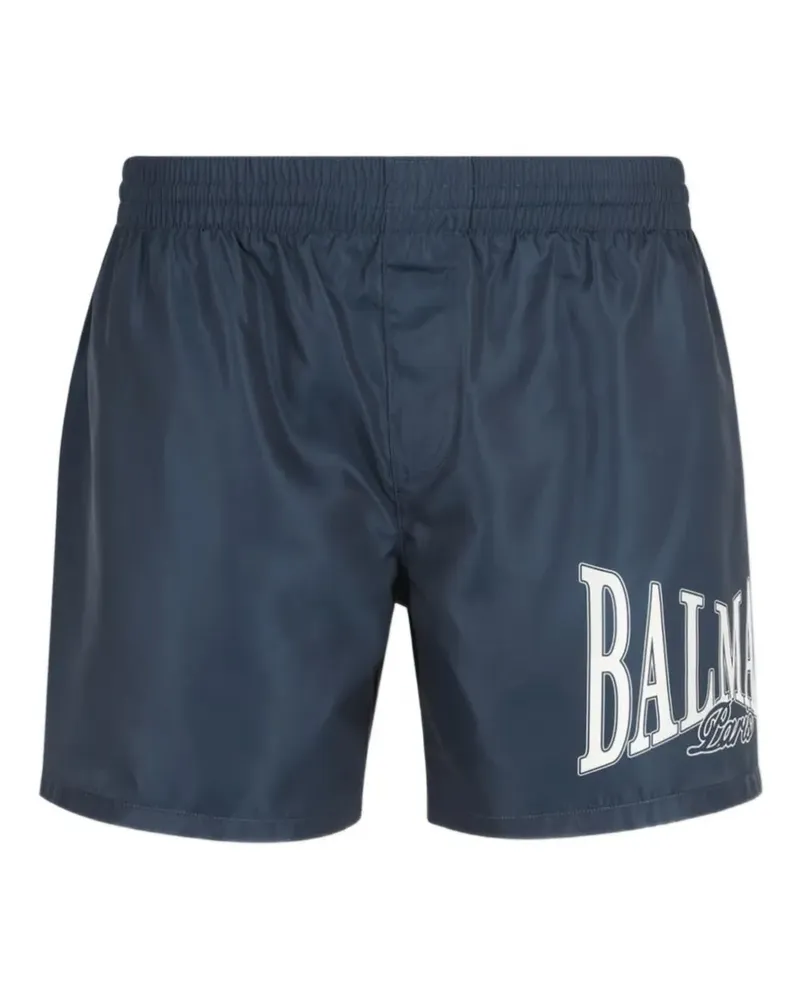 Balmain logo-print swim shorts - Blau Blau