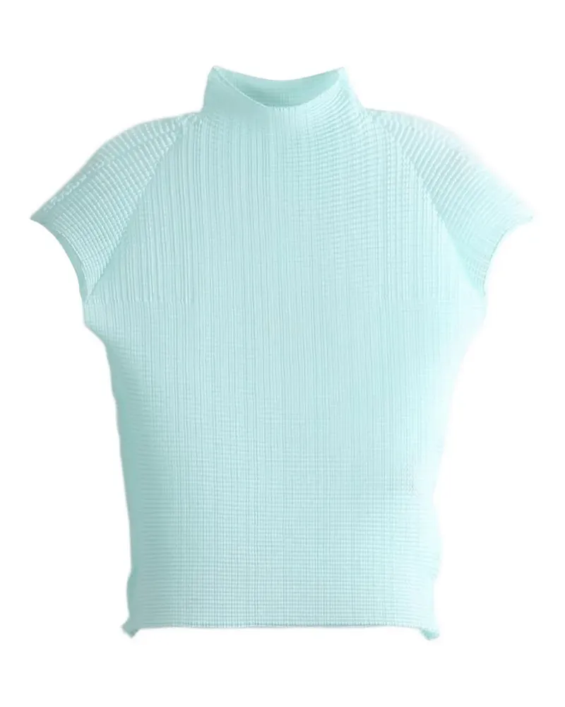 Issey Miyake Wooly Pleats-68 pleated high-neck top - Blau Blau