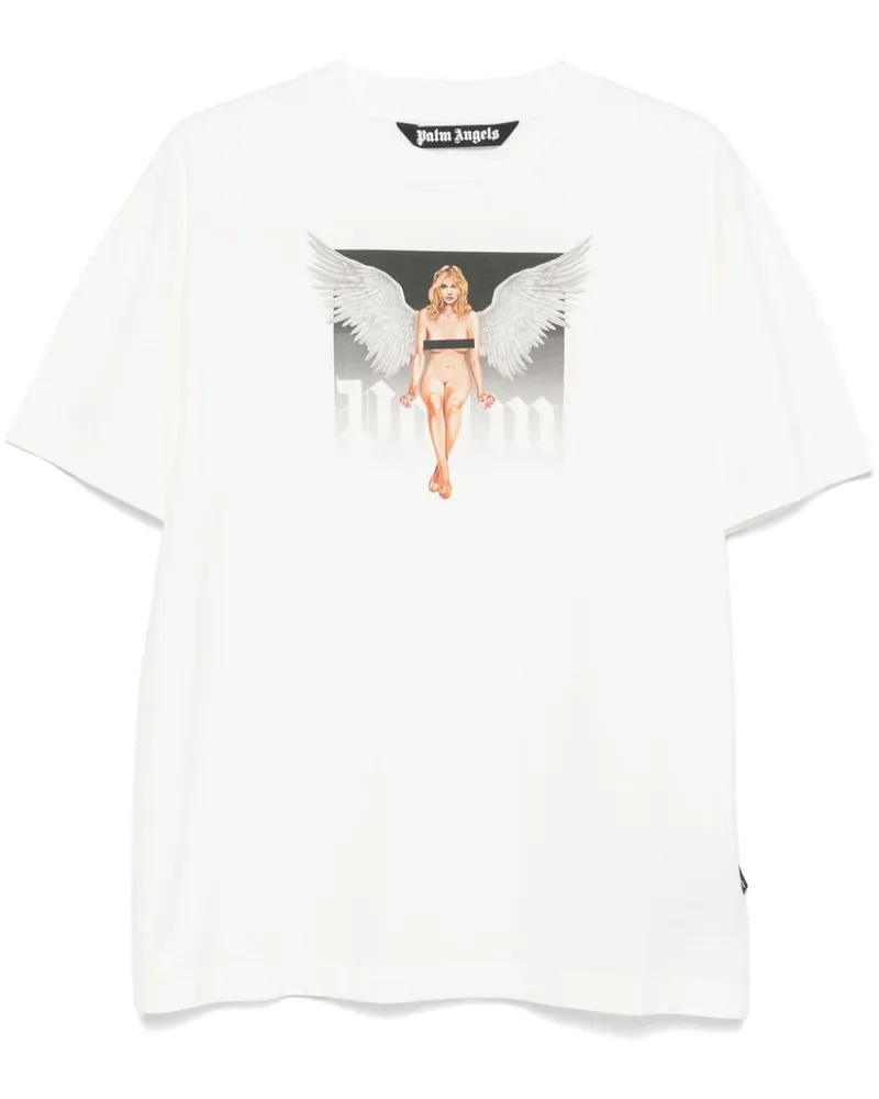 Palm Angels Crystal Pin-Up T-Shirt - Weiß Weiß