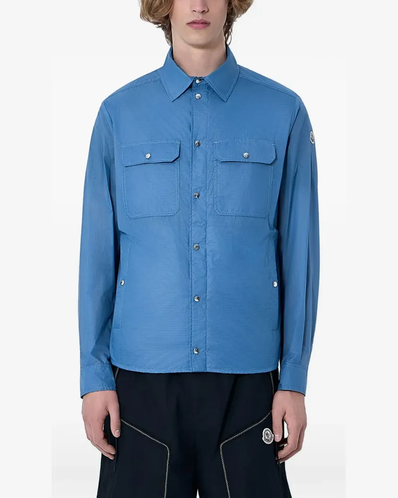 Moncler logo patch long-sleeve overshirt - Blau Blau