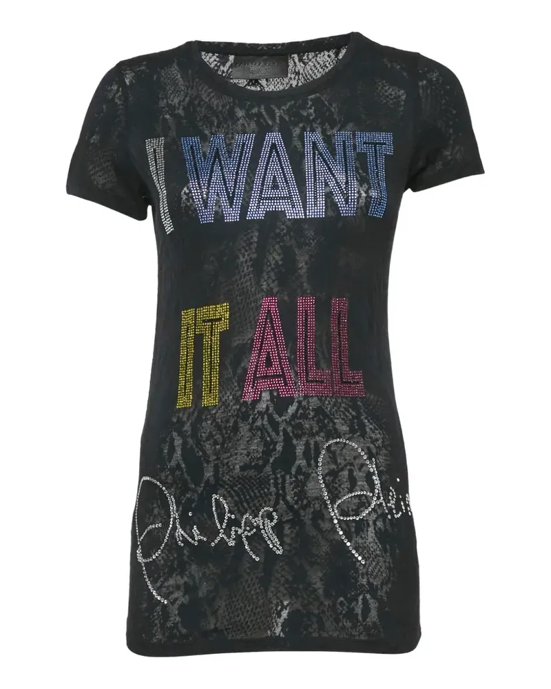 Philipp Plein Nieten-T-Shirt mit Schlangen-Print - Blau Blau