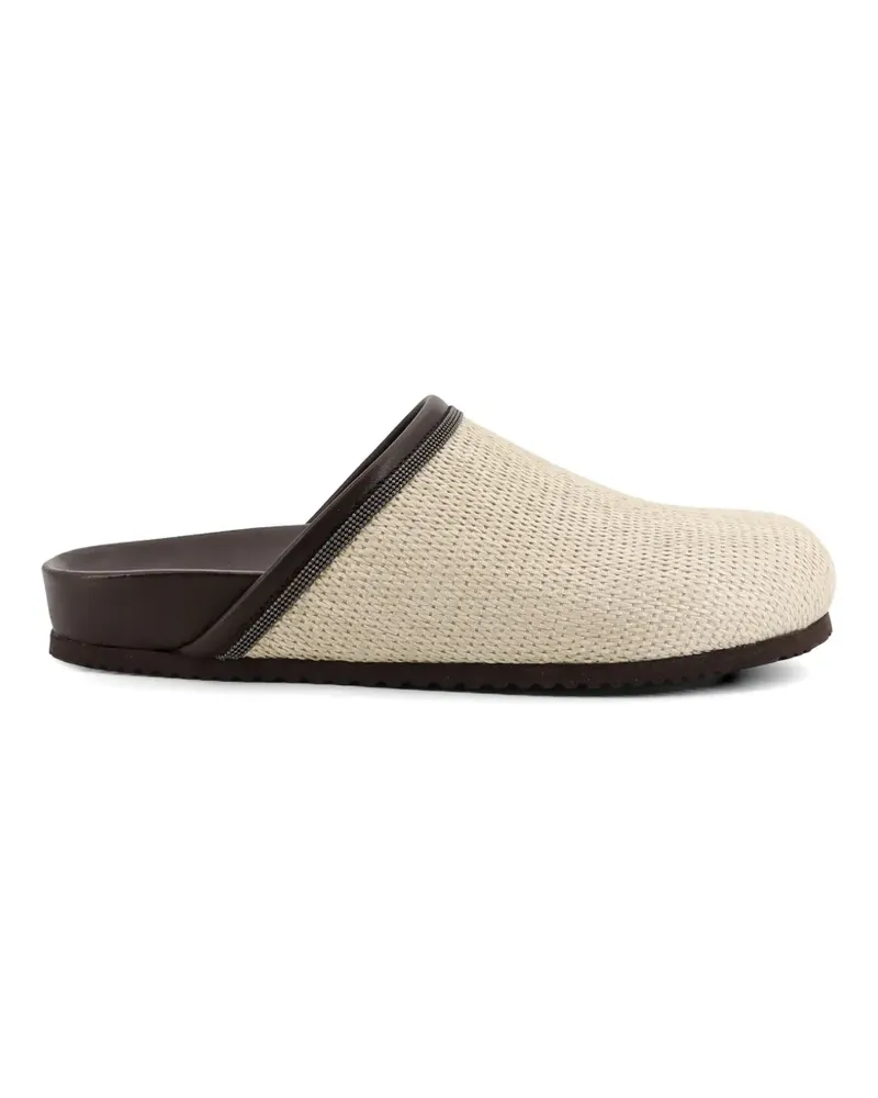 Brunello Cucinelli Gewebte Mules aus Raffiabast - Nude Nude