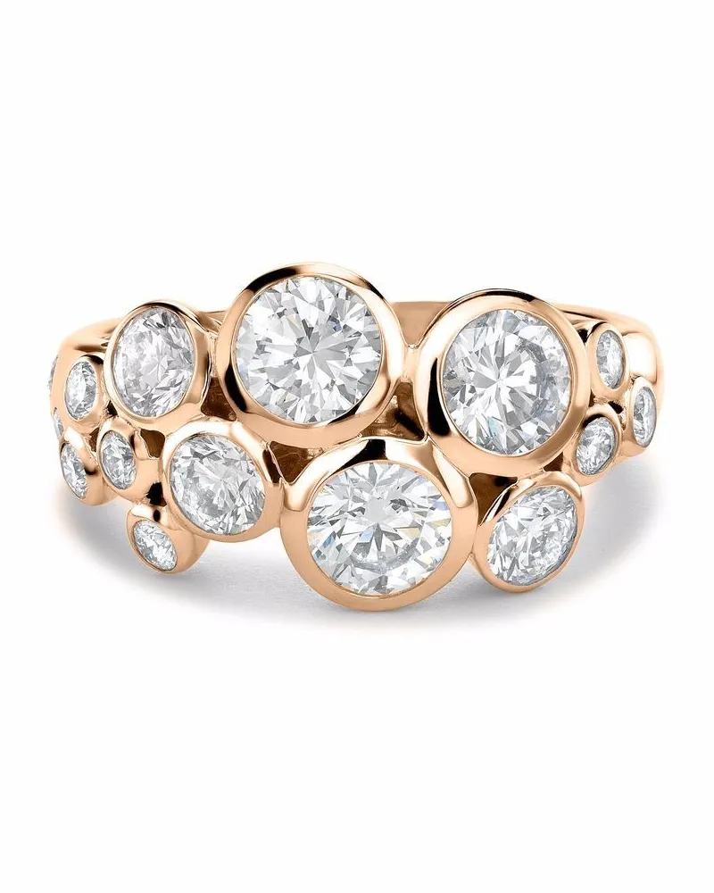 Pragnell 18kt Bubbles Rotgoldring mit Diamanten - Rosa Rosa
