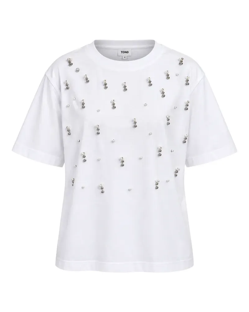 Twin-Set T-Shirt mit Perlenverzierung - Weiß Weiß