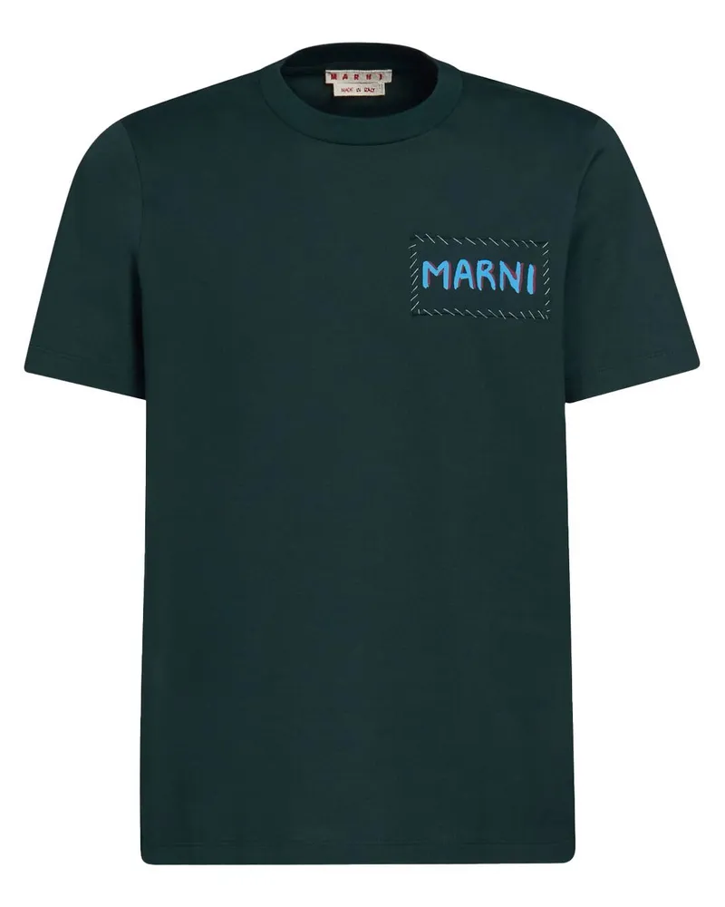 Marni T-Shirt mit Logo-Patch - Blau Blau