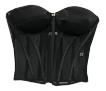 Korsett-Top aus Mesh - Schwarz