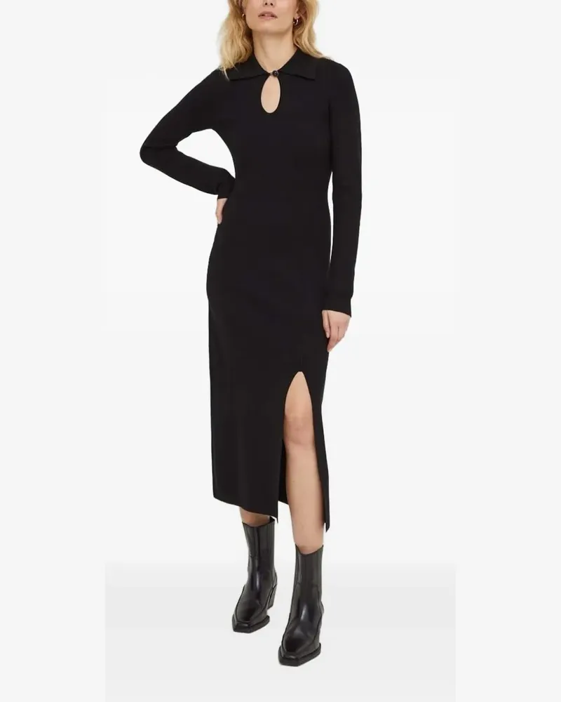 The Kooples Midikleid mit Schlüssellochausschnitt - Schwarz Schwarz