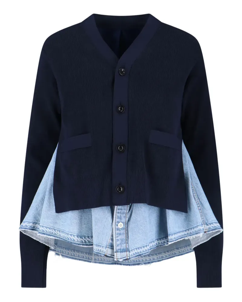 Sacai Geknöpfter Cardigan im Layering-Look - Blau Blau