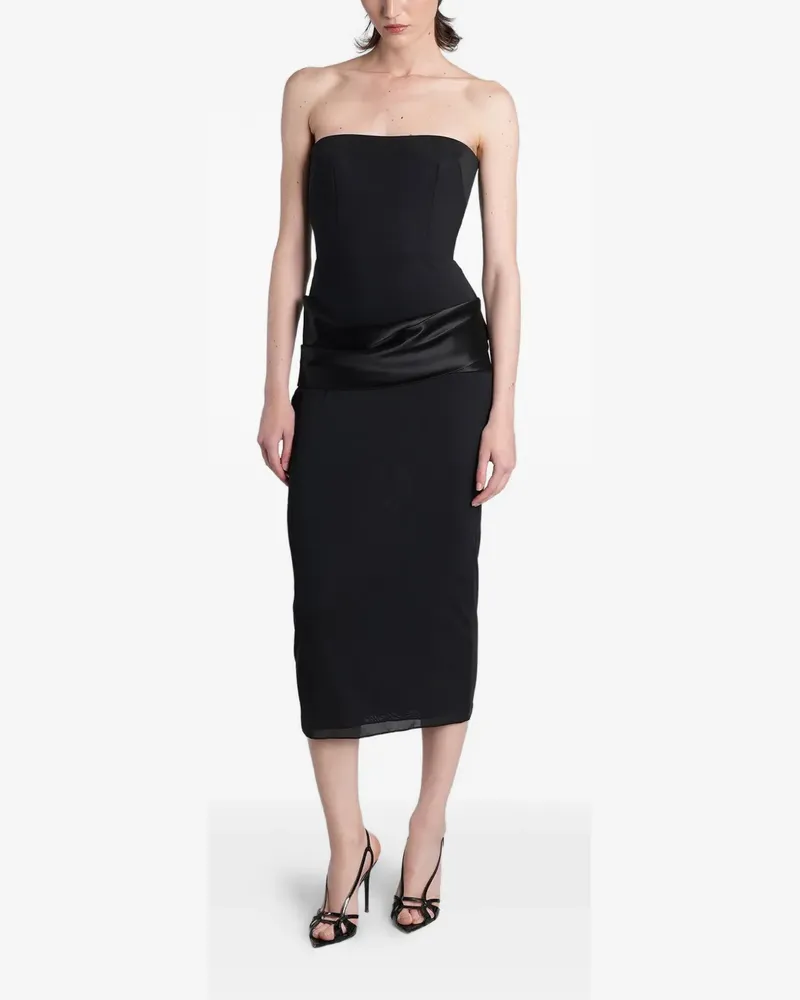 Alex Perry satin-trimmed strapless midi dress - Schwarz Schwarz