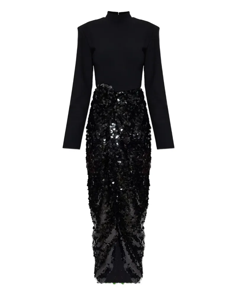 ROTATE Birger Christensen knot-detail sequin maxi dress - Schwarz Schwarz