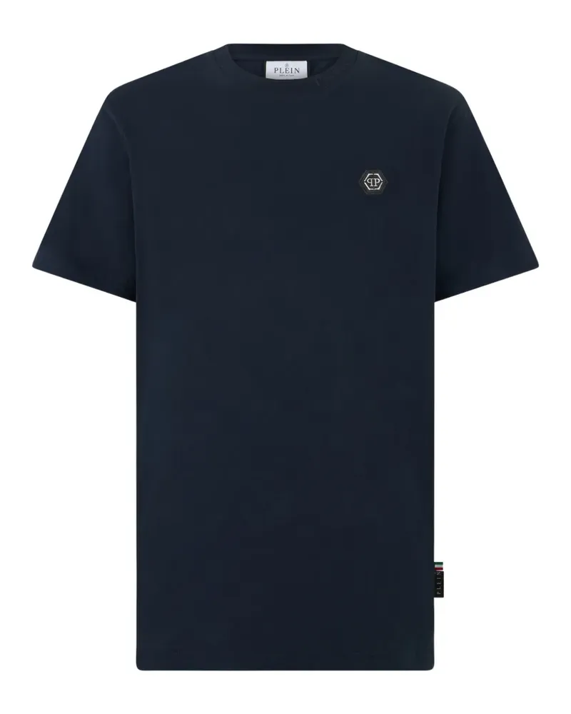 Philipp Plein T-Shirt mit Logo-Schild - Blau Blau