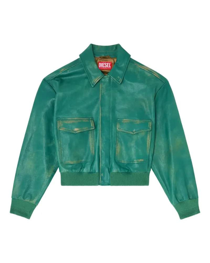 Diesel jacket in treated leather - Grün Grün