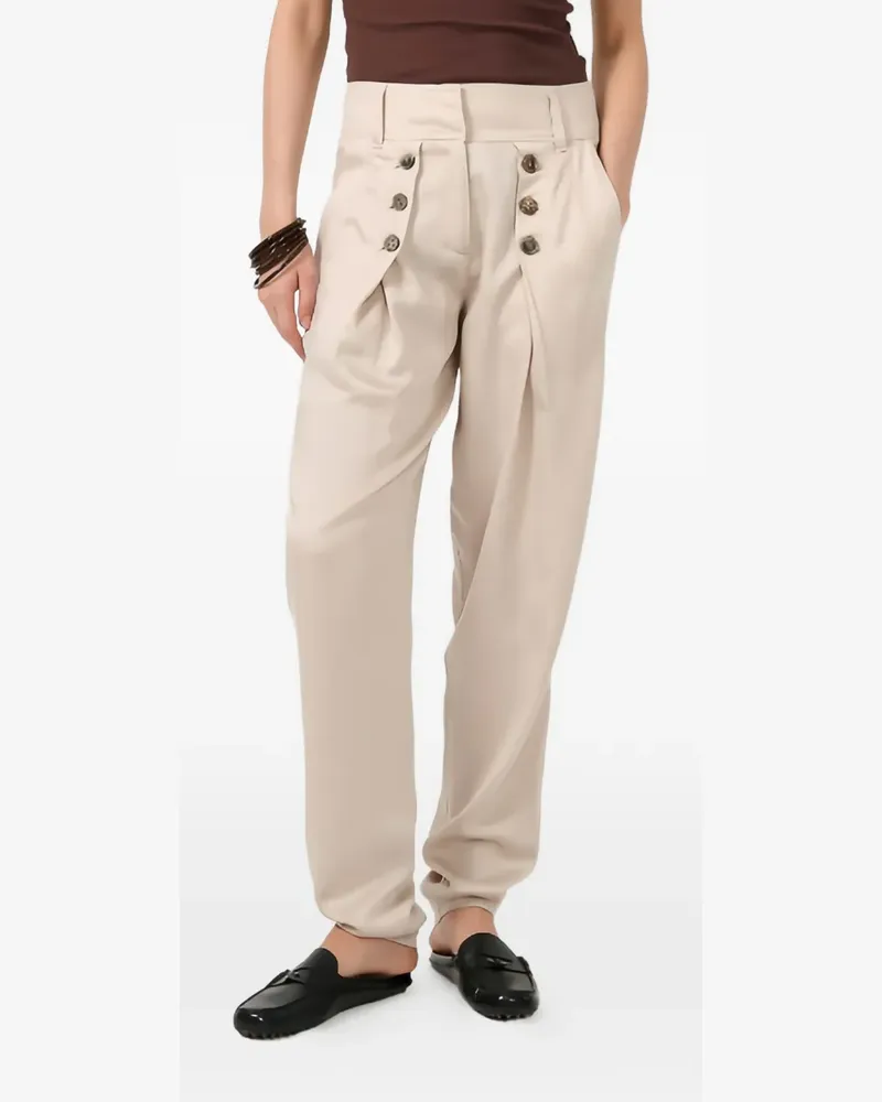 Barbara Bui button-embellished pleated trousers - Nude Nude