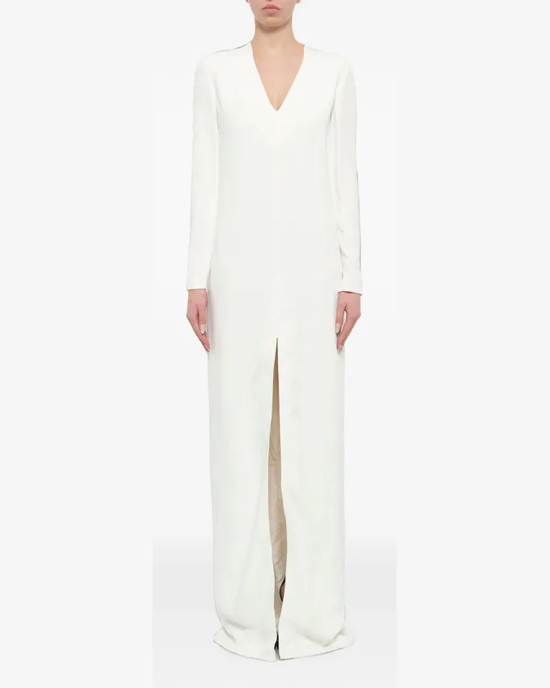 Lanvin V-neck front-slit maxi dress - Weiß Weiß